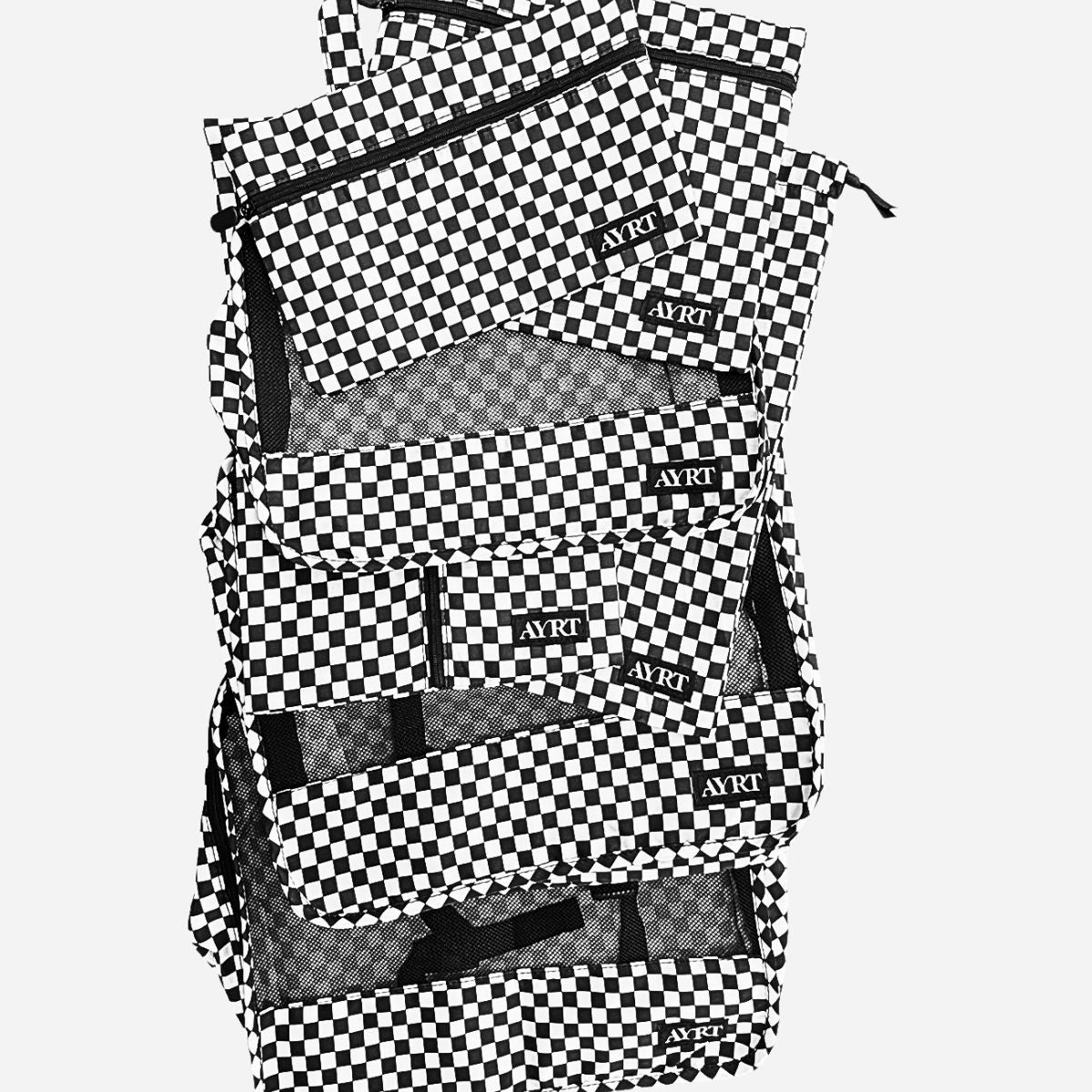 Complete set of packing cube in checkerboard pattern - Lay Flat