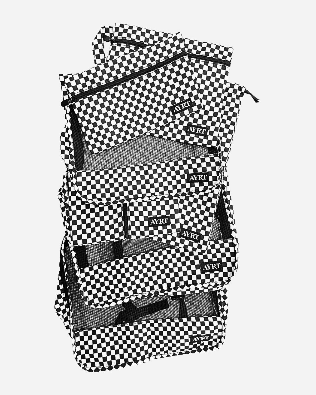 Complete set of packing cube in checkerboard pattern - Lay Flat