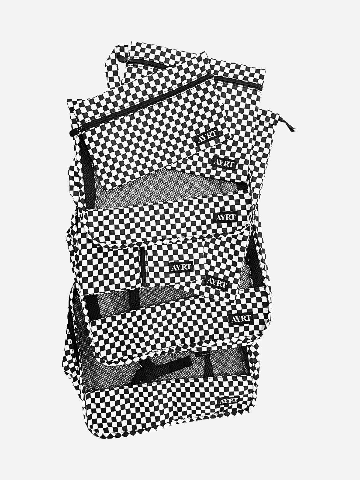 Complete set of packing cube in checkerboard pattern - Lay Flat