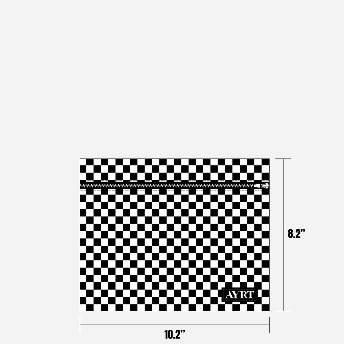 Large travel pouch in checkerboard pattern dimensions
