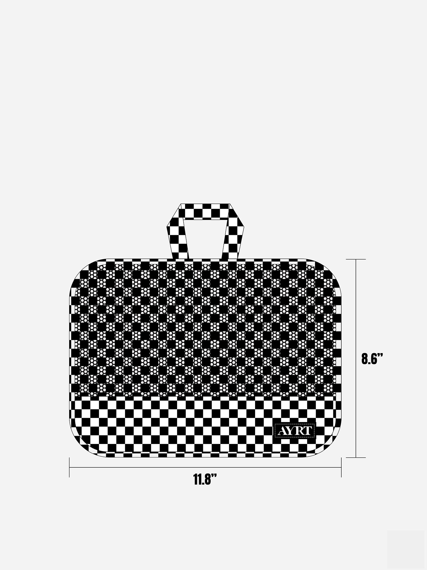 Small travel packing cube in checkerboard pattern dimensions