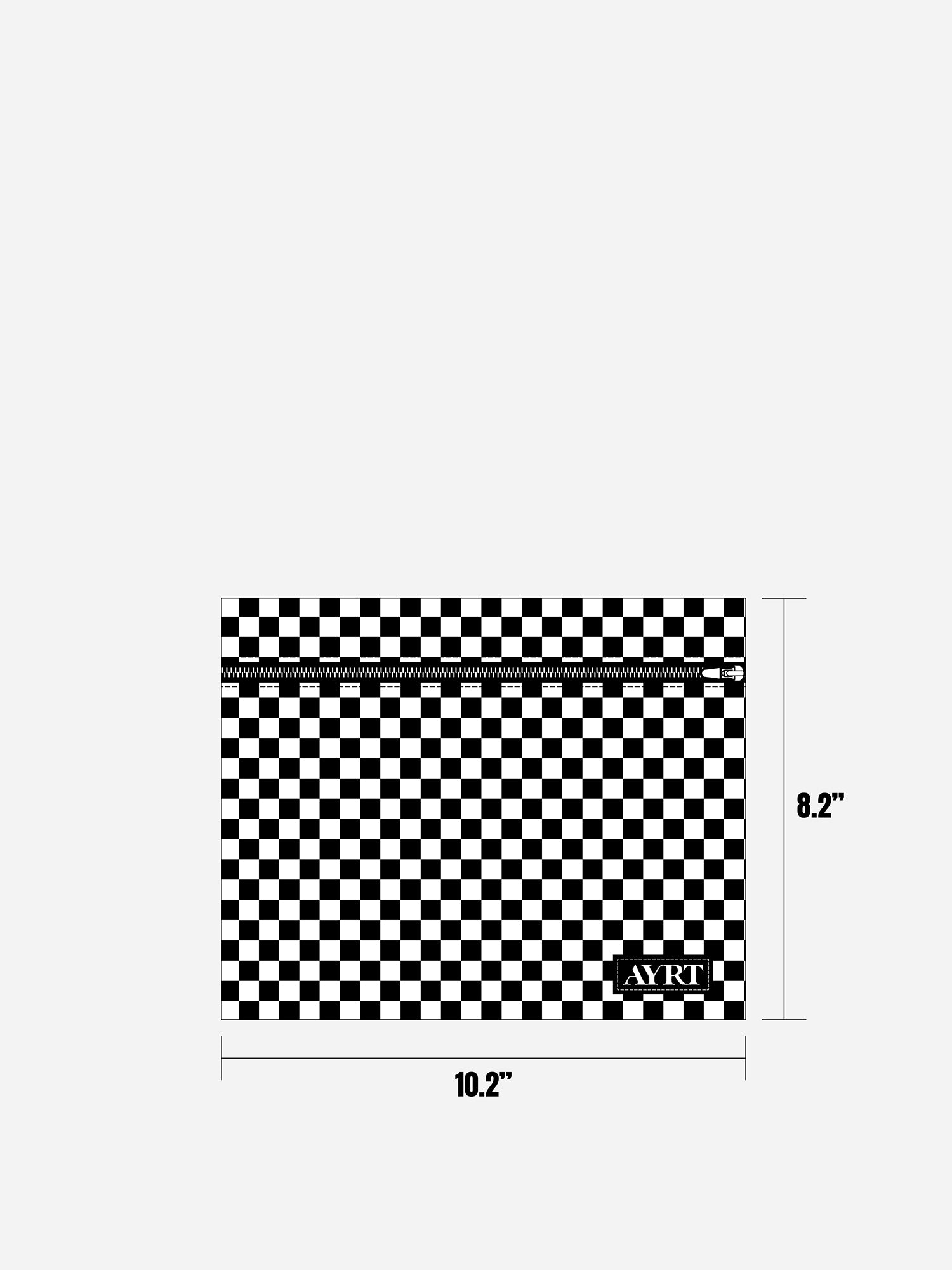 Large travel pouch in checkerboard pattern dimensions