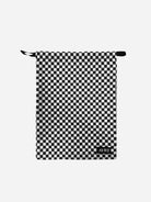 Travel drawstring bag in checkerboard pattern